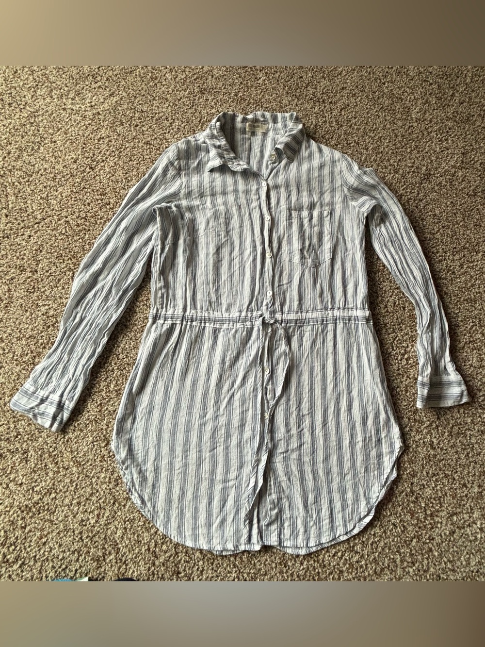 4our Dreamers Blue & White Striped Shirt Dress. Size small